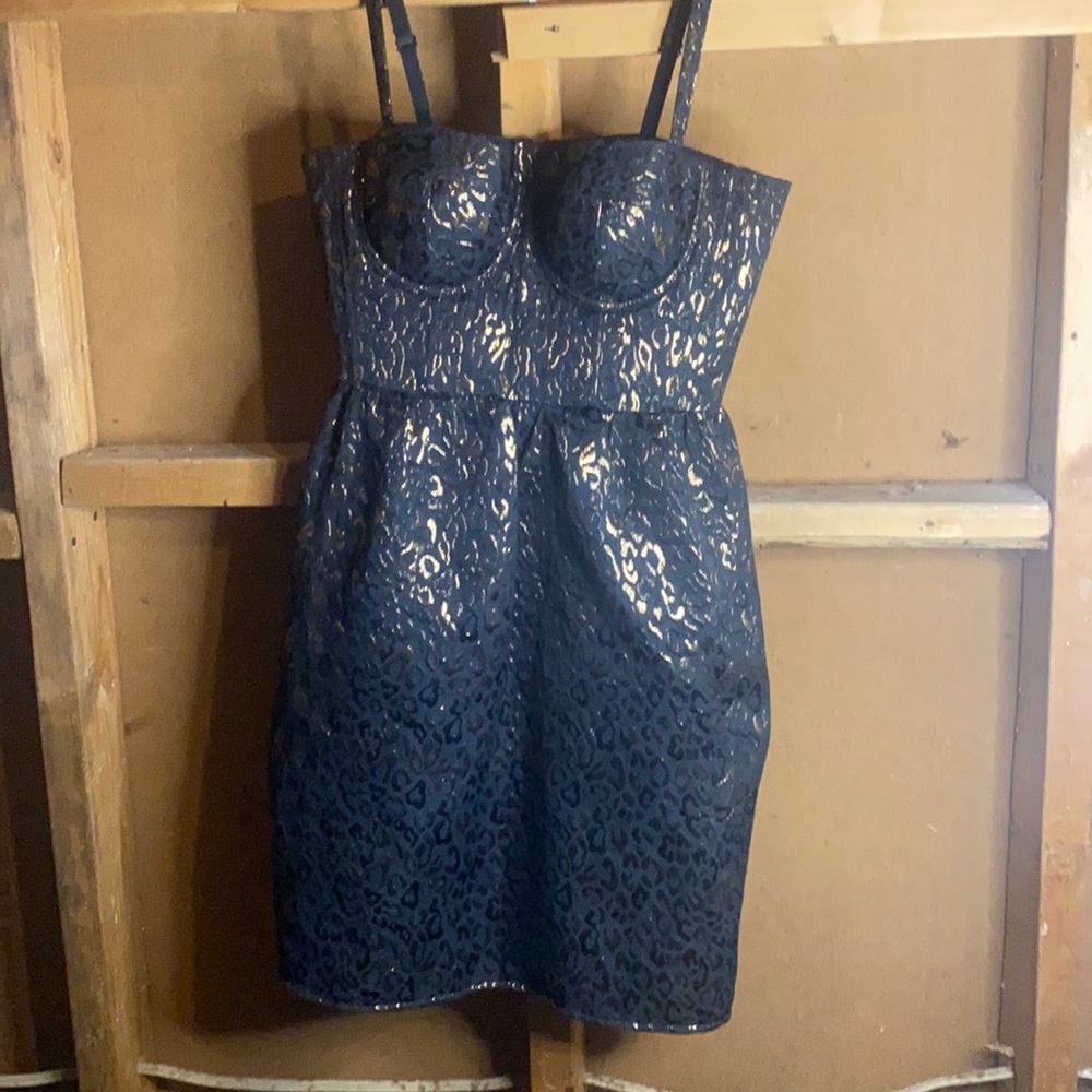 Black and  gold leopard dress